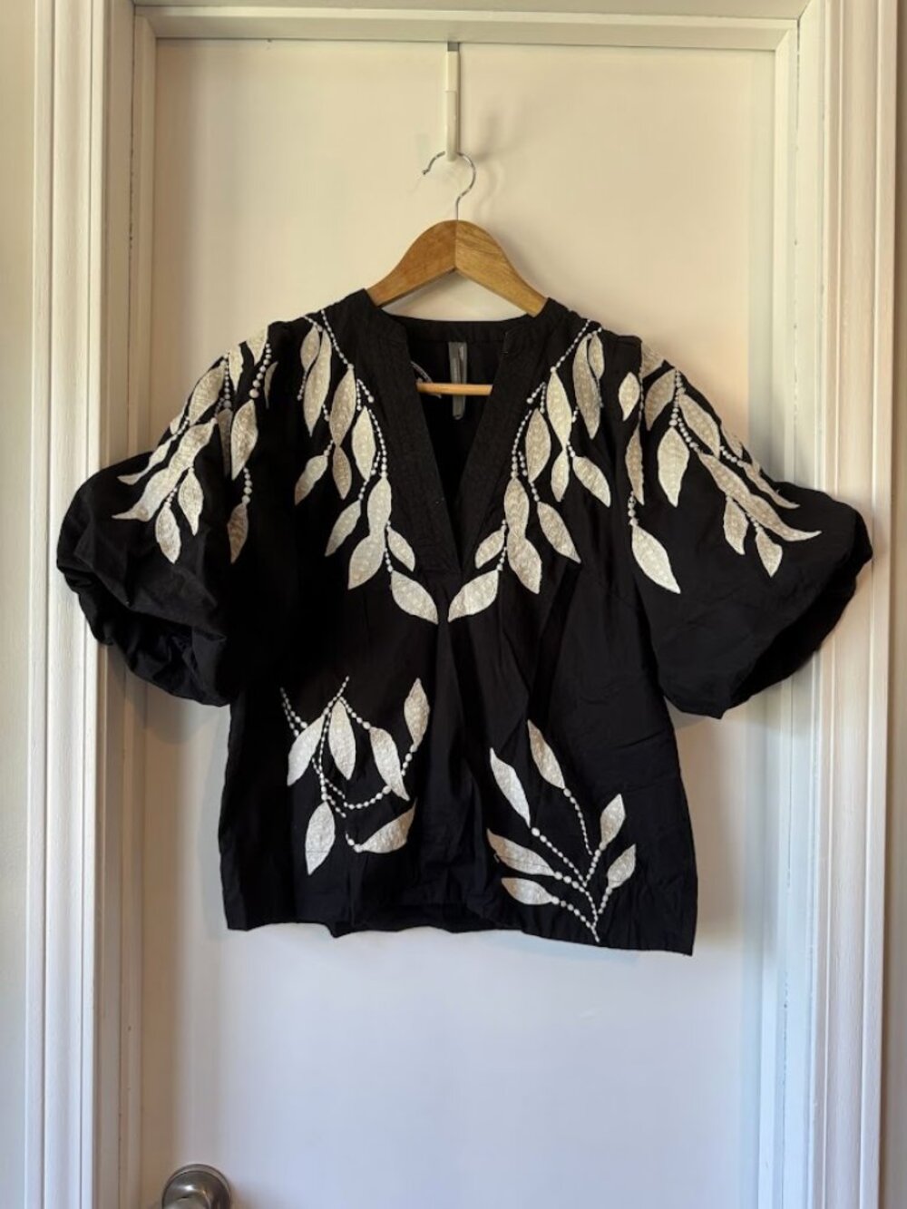 By Anthropologie Puff-Sleeve Embroidered Blouse